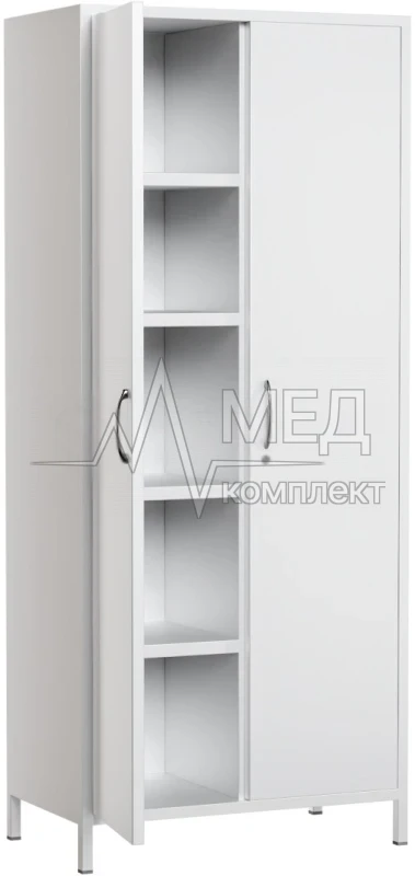 Шкаф медицинский двухстворчатый с замком 8 полок Меделия М-ШП-80 (Металл, разделитель)