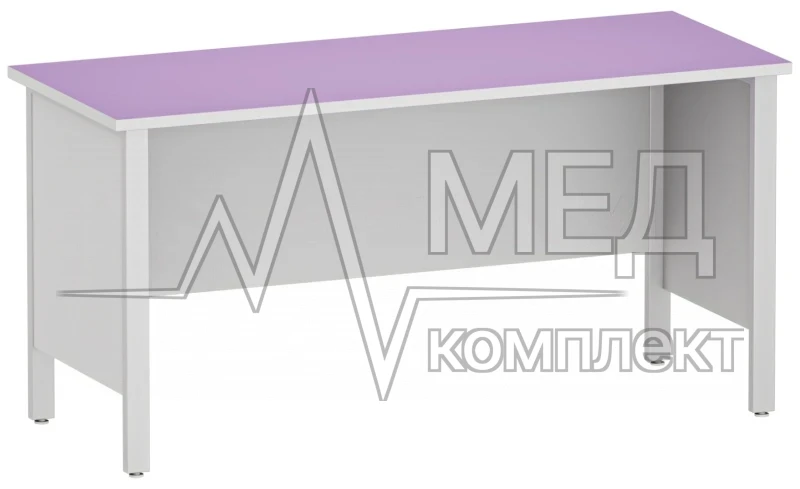 Стол медицинский на металлическом сварном каркасе Меделия М-СЛМ-120/60ДП (ДСП с пластиком) с накладками 1500*600*750