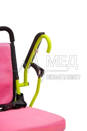Кресло-коляска складное с электроприводом МЕТ COMPACT 35 розовое с зеленой рамой