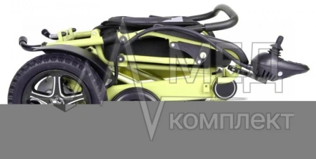 Кресло-коляска складное с электроприводом МЕТ COMPACT 35 черное с зеленой рамой