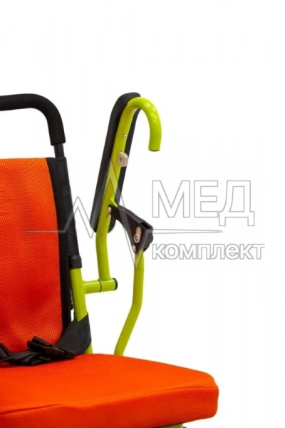 Кресло-коляска складное с электроприводом МЕТ COMPACT 35 оранжевое с зеленой рамой