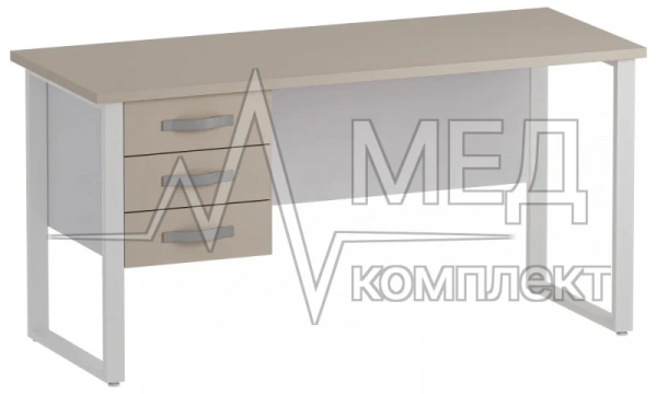 Стол медицинский на металлическом сварном каркасе Меделия М-СЛМ-120/60ДП (УДСП, л) с накладкой и 3-мя ящиками 1500*600*750