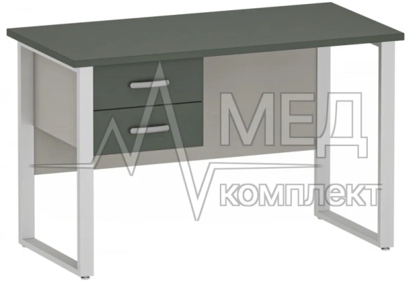 Стол медицинский на металлическом сварном каркасе Меделия М-СЛМ-120/60ДП (УЛДСП, с накладкой и 2-мя ящиками, 1200*600*750)