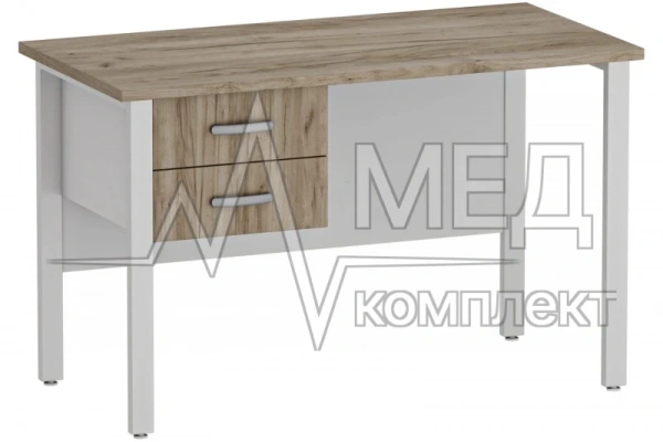 Стол медицинский на металлическом сварном каркасе Меделия М-СЛМ-120/60ДП (ЛДСП) с накладкой и 2-мя ящиками 1500*600*750