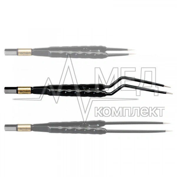 Пинцет биполярный прямой антипригарный BOWA NON-Stick-Gold сферическая рукоятка, длина 200 мм, наконечники прямые 2 мм, разъем евростандарт