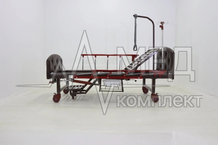 Кровать механическая Med-Mos YG-6 (MM-2124Н-11) ,темный премиум с туалетным устройством и функцией «кардиокресло»